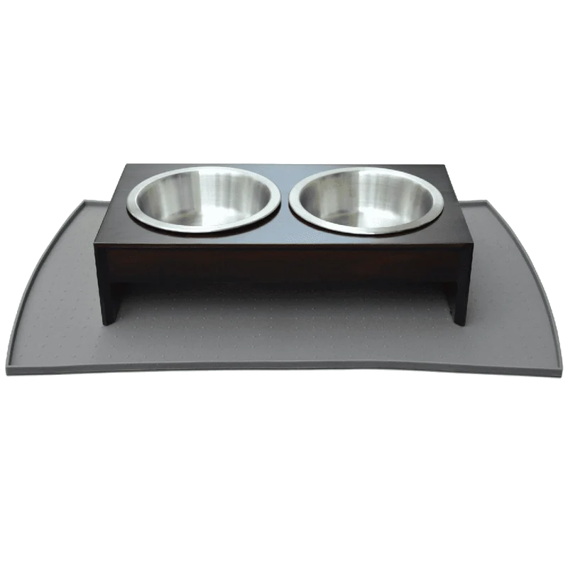 PetFusion Pet Food Mat in Premium FDA Grade Silicone (Large, Grey)