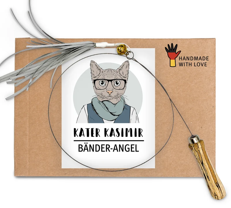 Katzenangel mit Bändern