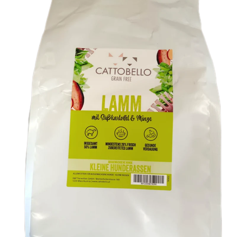 Cattobello Lamm mit Süßkartoffeln und Minze 2kg Small Breed