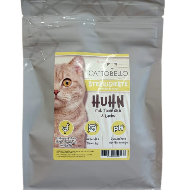 Cattobello Katze Huhn mit Thunfisch und Lachs Adult Sterilized