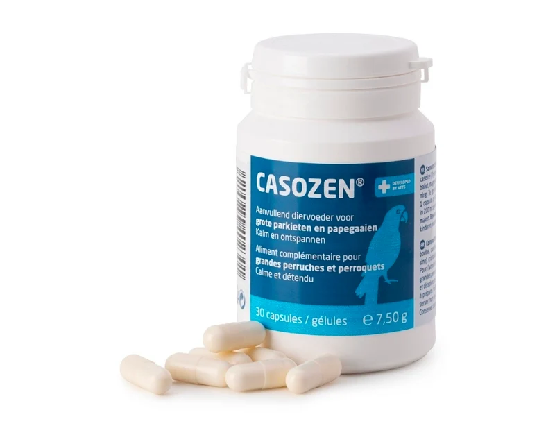 Casozen® - Natürliches Mittel gegen Stress und Federpicken bei großen Wellensittichen und Papageien.