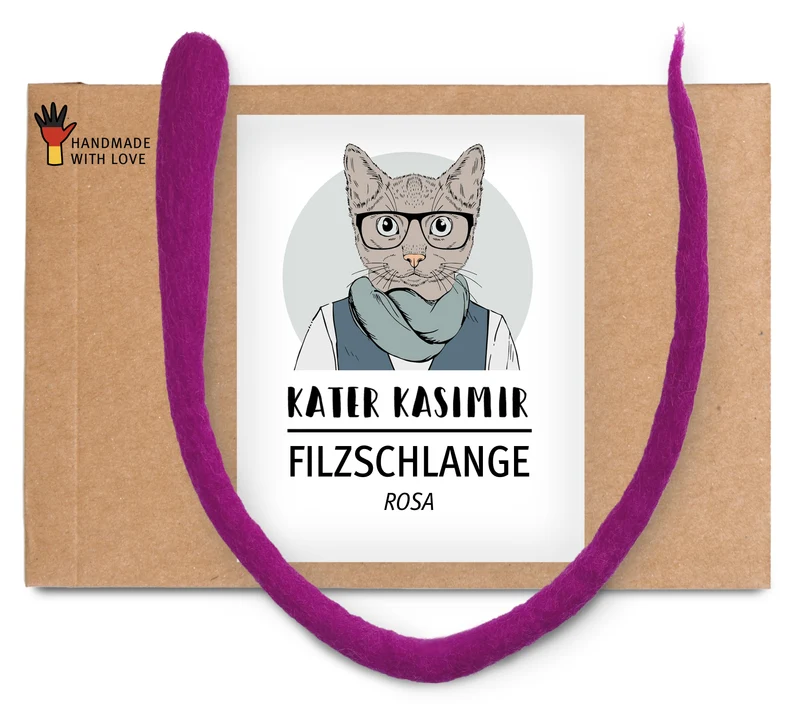 Handgerollte Filzschlange (pink)