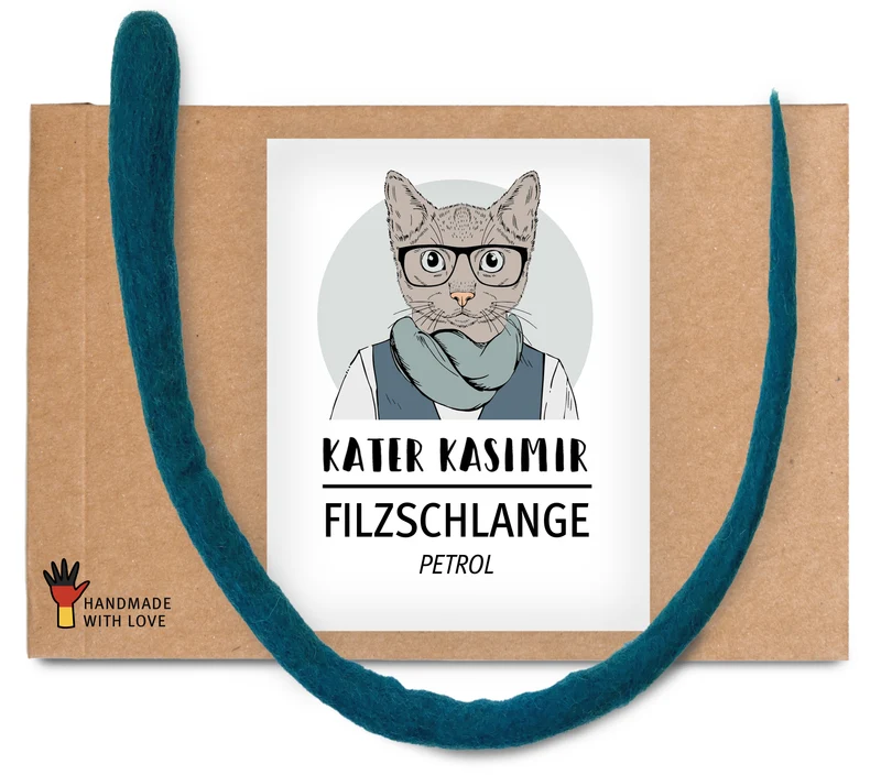 Handgerollte Filzschlange (türkis)