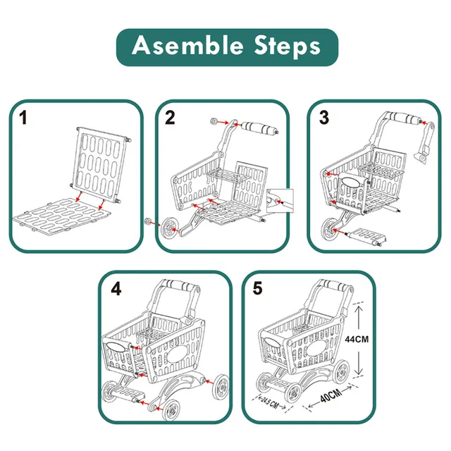 Little Story - Market Shopping Cart Toy Set - 56pcs