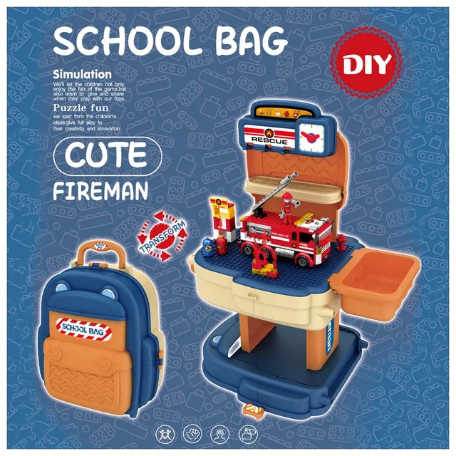Little Story - Fire Station with Fire Truck & Block Toy Set 223pcs