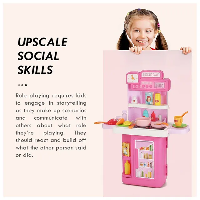 Little Story - Role Play Chef Toy Set Luggage Case 41pcs - Pink