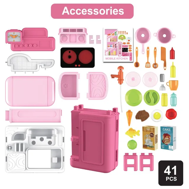 Little Story - Role Play Chef Toy Set Luggage Case 41pcs - Pink