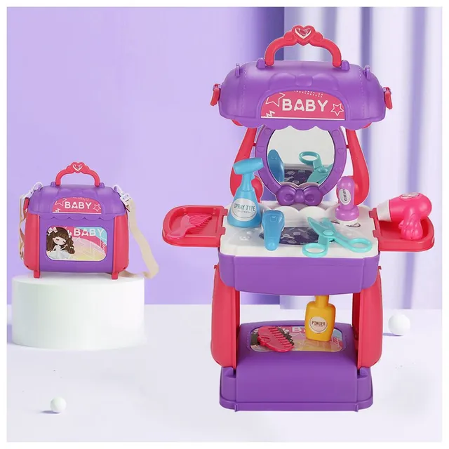 Little Story - Role Play Beautician Toy Set Satchel 21pcs - Purple