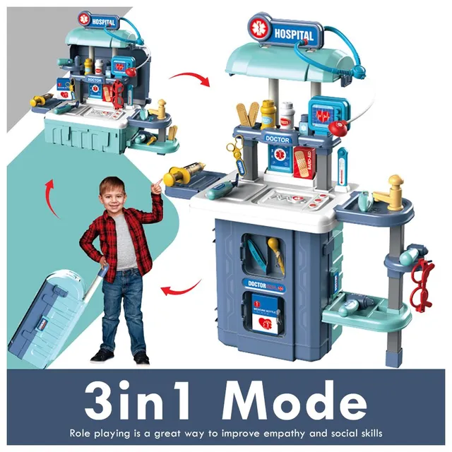 Little Story - Role Play Doctor Toy Set Luggage Case 38pcs - Blue
