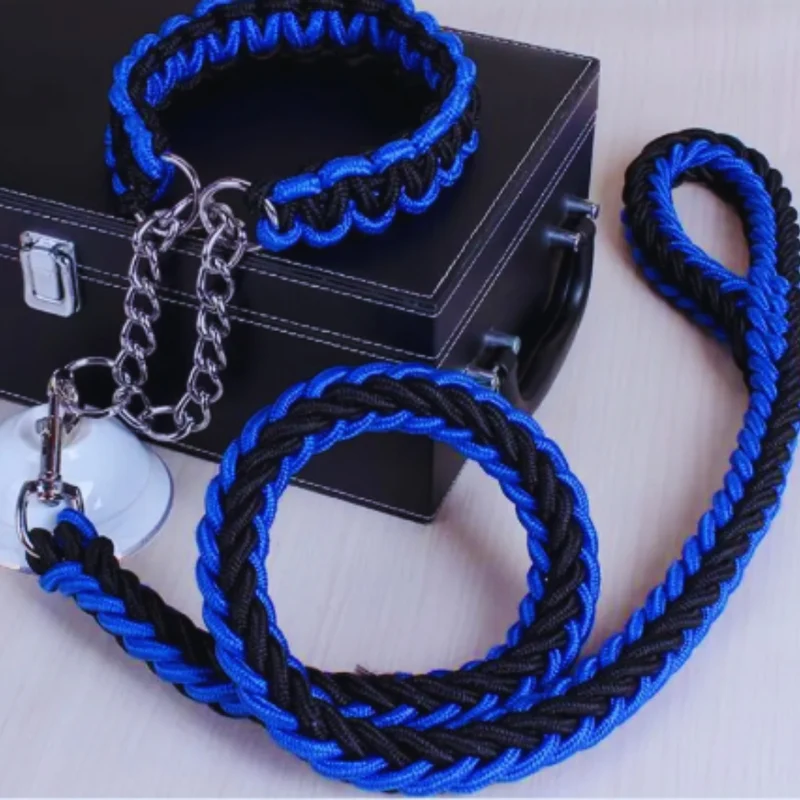 Geflochtenes Hundehalsband mit Führleine und Kettenglied – Robustes Trainingsset für Mittelgroße und Große Hunde