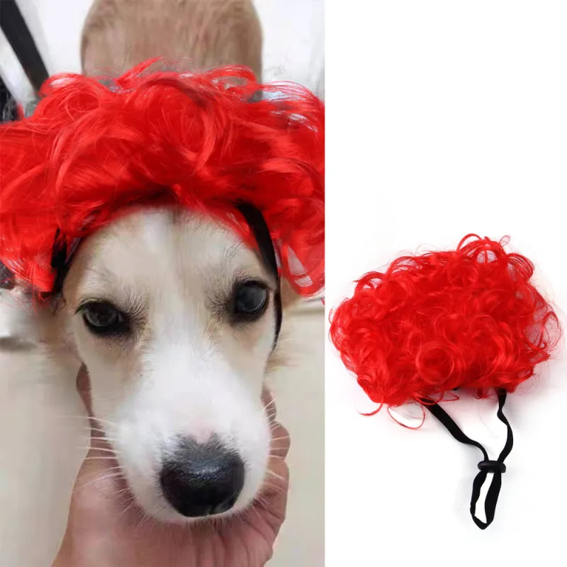 Lustige Perücke für Hunde und Katzen mit Zöpfen und Schleifen – Tierkostüm für Fotos und Partys