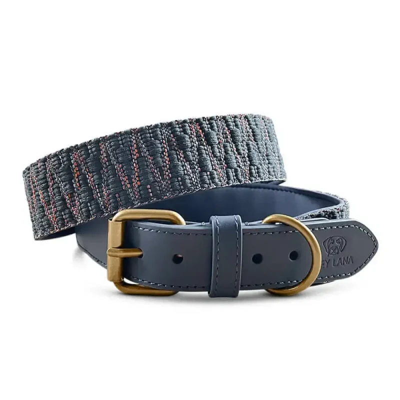 Hundehalsband gepolstert | Blau-Grau