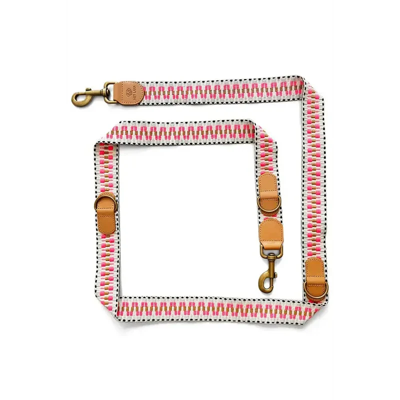 Hundeleine 3-fach verstellbar | Pink-Beige