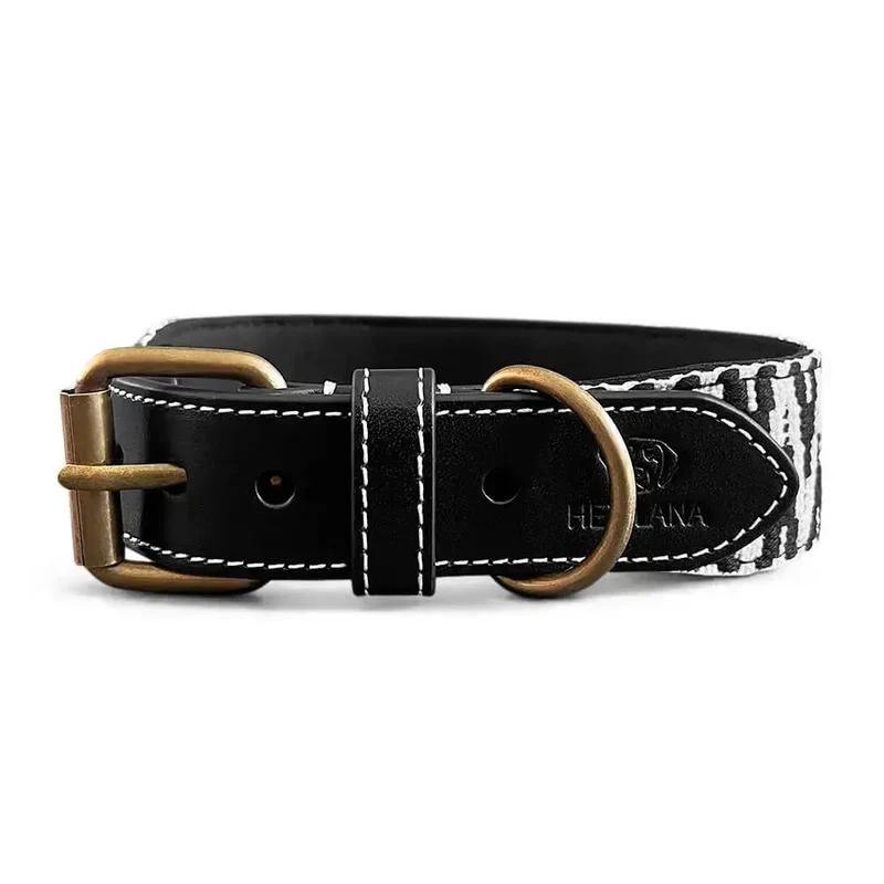 Hundehalsband gepolstert | Schwarz-Weiss