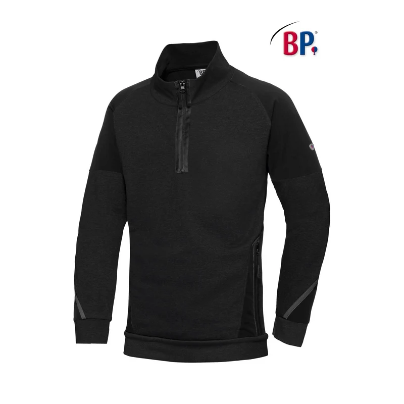BP® Sweatshirt-Troyer 1828 schwarz unisex modern fit Troyer Sweater