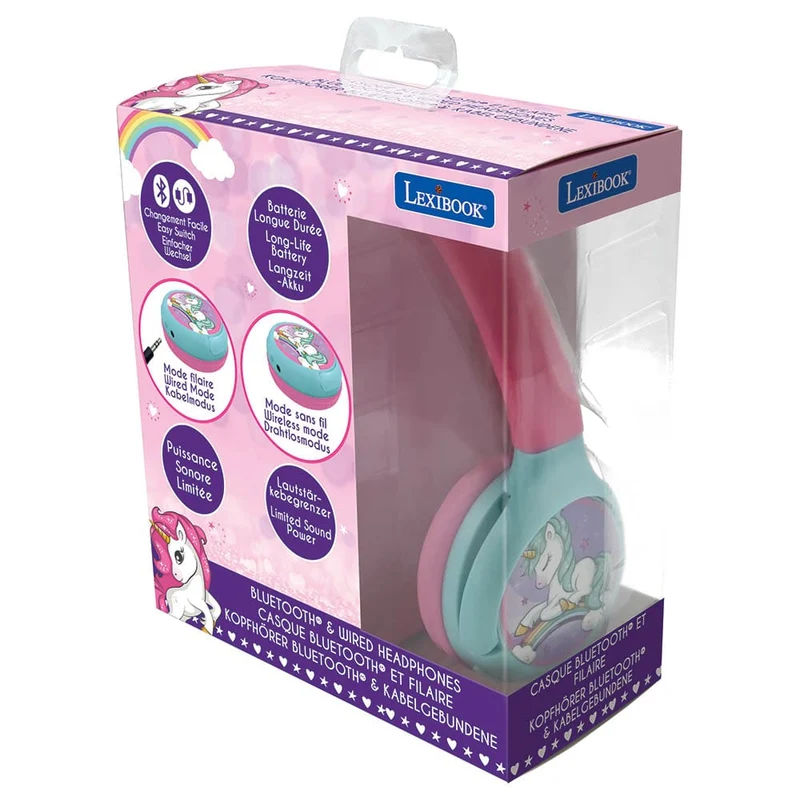 Lexibook - Unicorn 2-in-1 Bluetooth & Wired Foldable Headphone