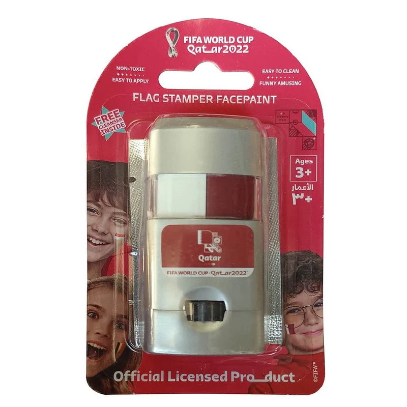 FIFA Flag Stamper Non Toxic | Flag Face Paint with Free Removing Cream - QATAR