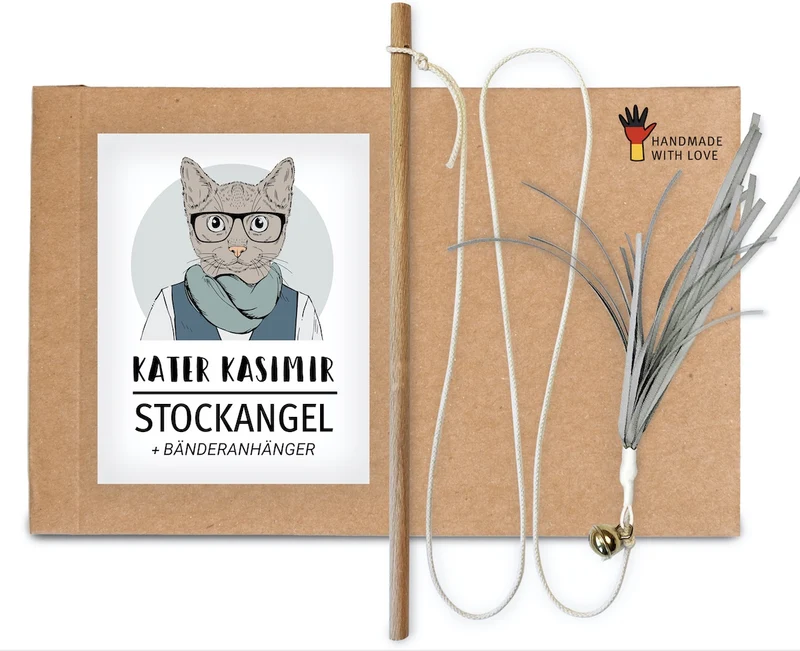 Katzenangel mit Bändern