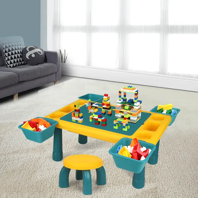 Little Story - Blocks 4 In 1 Activity Table With Stool - Green