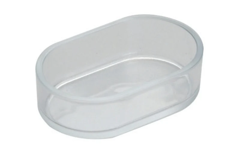 Ovaler Futternapf aus Kunststoff, transparent