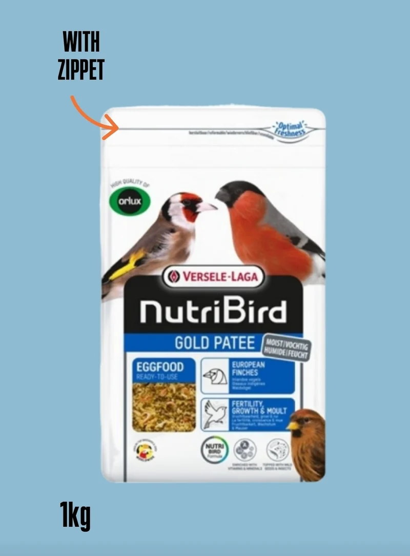 NEU Nutribird Gold Patee für Hausvögel 1 kg (mit Reißverschluss)