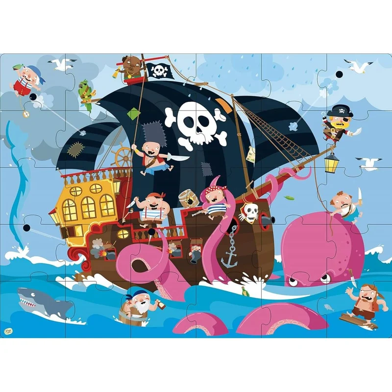 Sassi - Book And Giant Puzzle Round Box - Pirates
