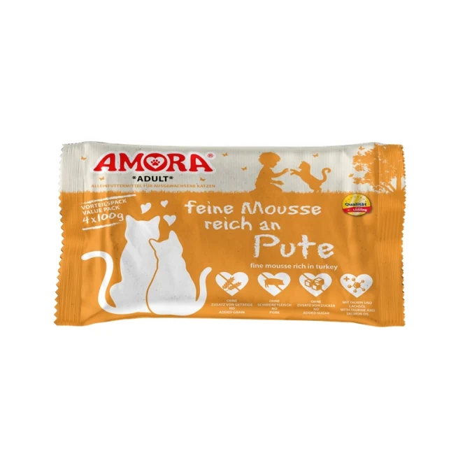Amora Cat PB feine Mousse reich an Pute 4x100g