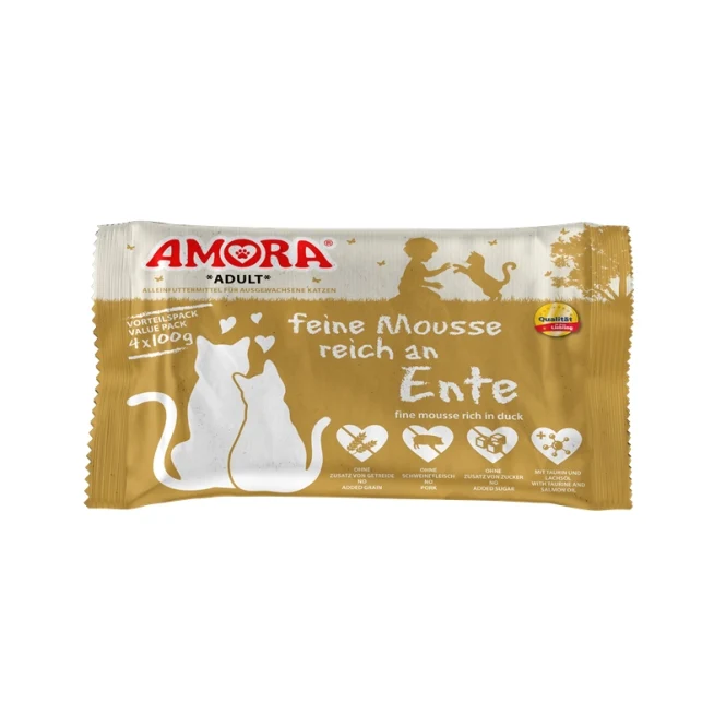 Amora Cat PB feine Mousse reich an Ente 4x100g