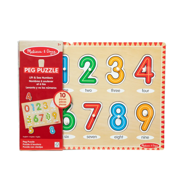 Melissa and Doug Lift & See Numbers Wooden Peg Puzzle - 10 Pieces