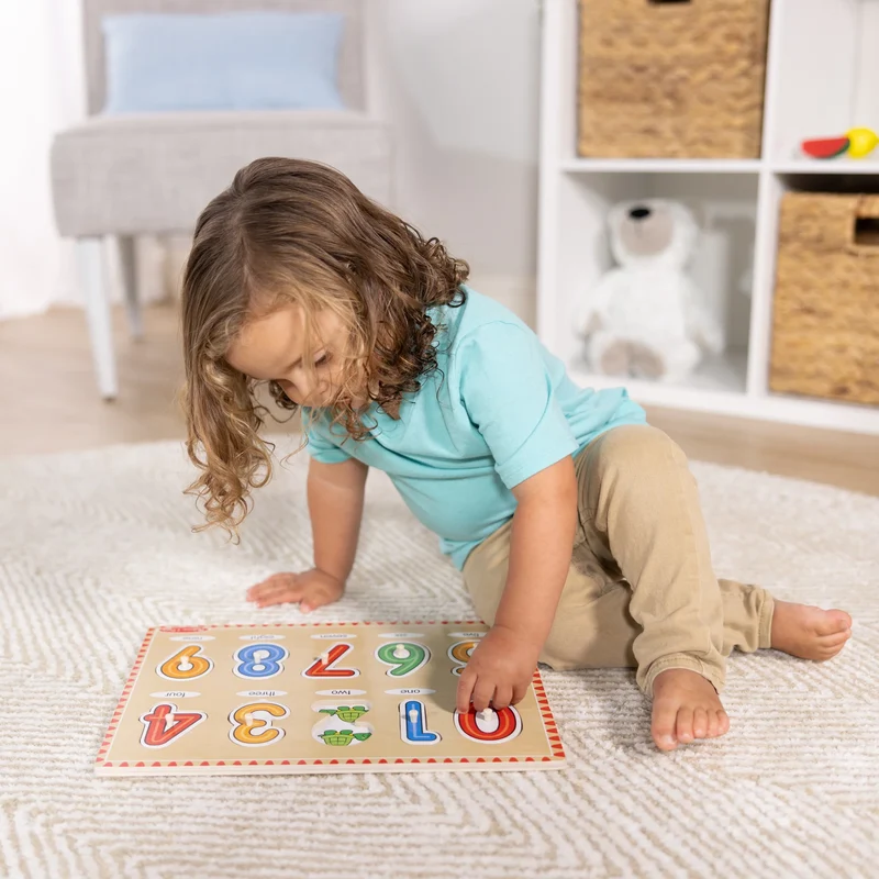 Melissa and Doug Lift & See Numbers Wooden Peg Puzzle - 10 Pieces