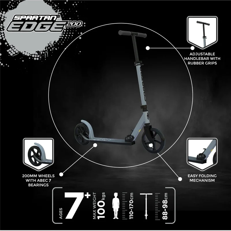 Spartan Edge 200mm Folding Scooter - Gray