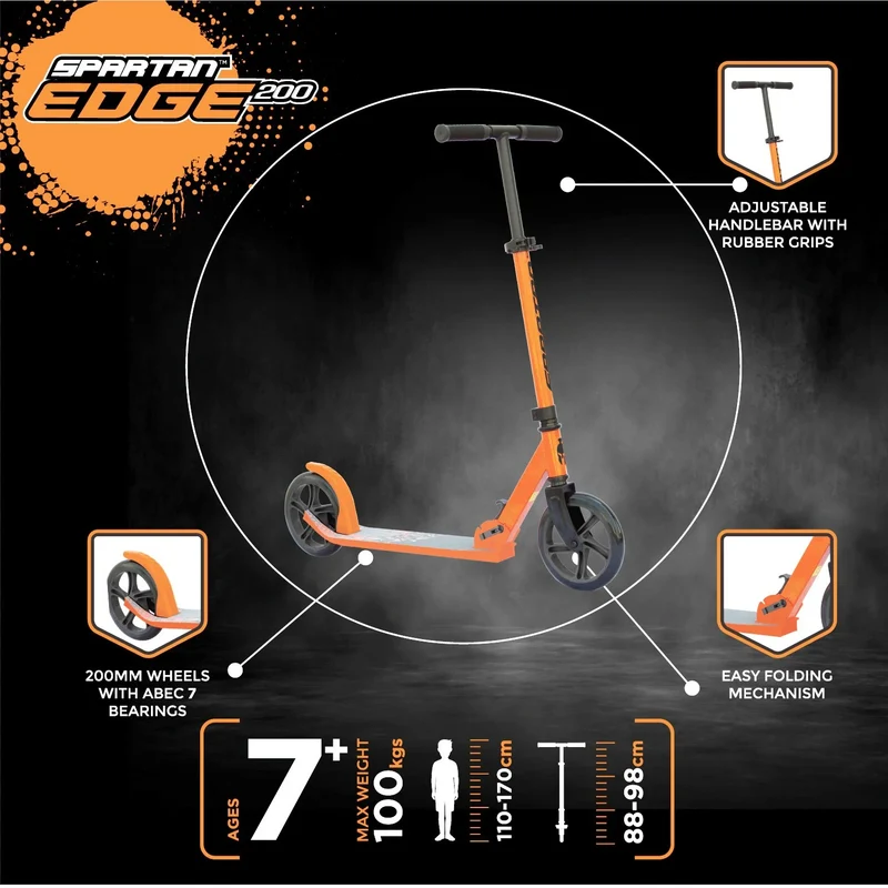 Spartan Edge 200mm Folding Scooters - Orange