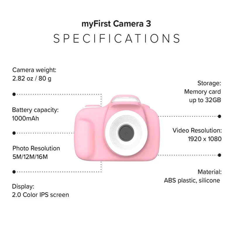 myFirst - Kids Camera - Camera 3 - Pink