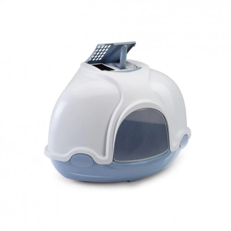 IMAC Ginger Hooded Corner Shaped Cat Litter Box Blue