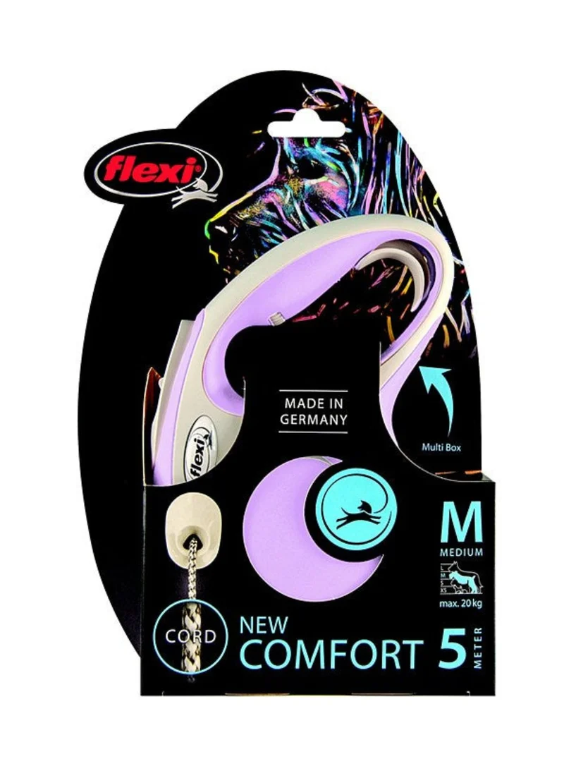 Flexi Comfort Cord Dog Lead Retractable Medium 5m Rose