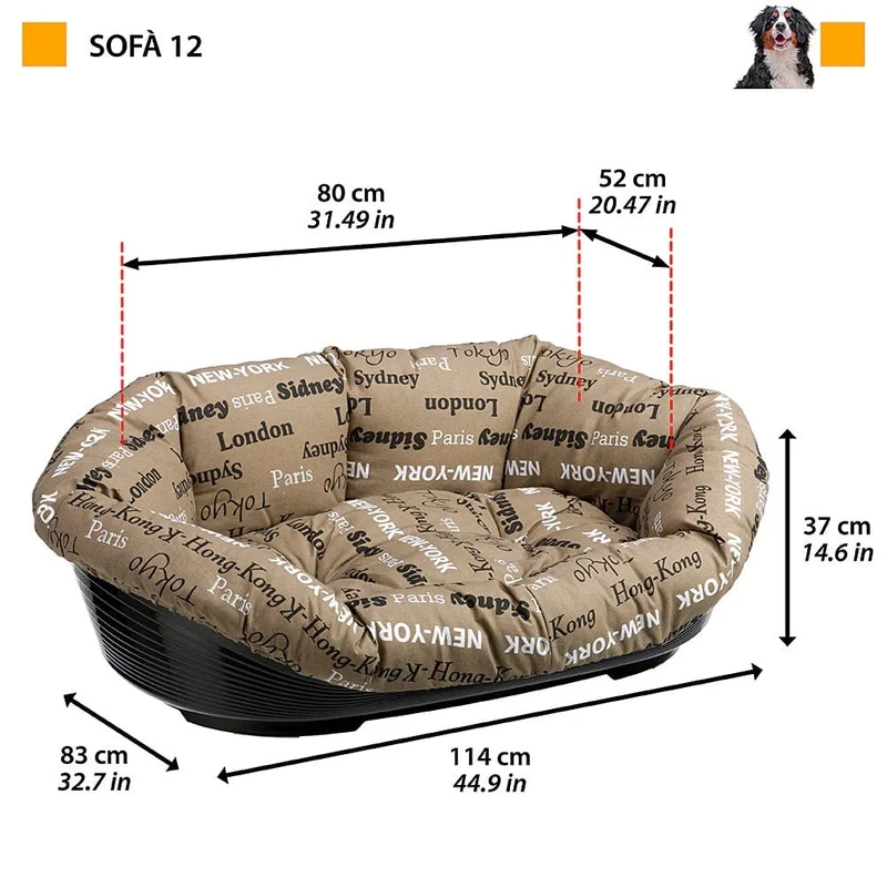 Ferplast Sofa Plastic Bed - Brown - Size 12
