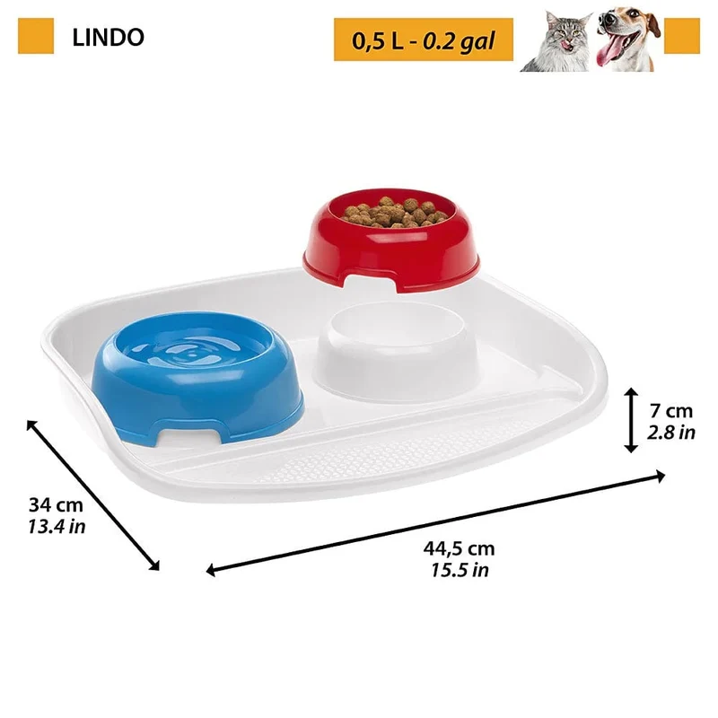 Ferplast Lindo Plastic Bowls With Tray 600ml