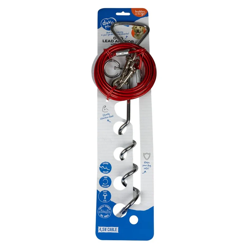 Duvo Tie out stake with rope Red 40cm