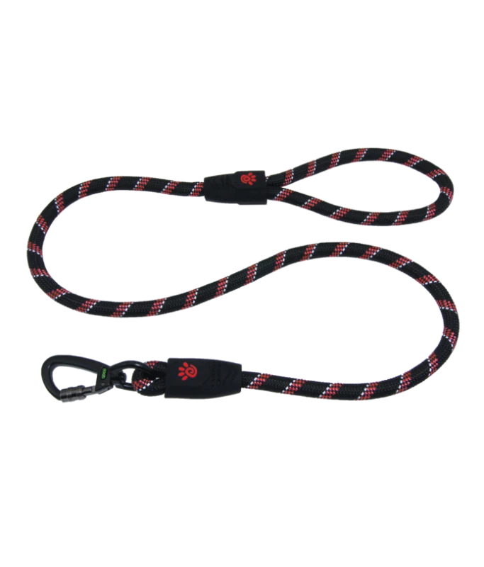 DOCO® Reflective Rope Leash Soft Rubber Handle Click & Lock Snap L, Maroon