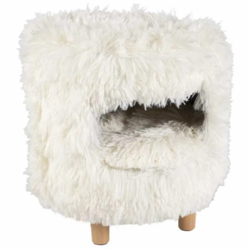 Duvo+ Cat House With Long Plush White