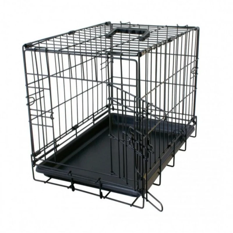 Duvo Dog Crate 2 Doors Plastic Tray Black