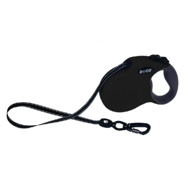 Doco DRL13 All Day Adventure Retractable Leash, Small, Black