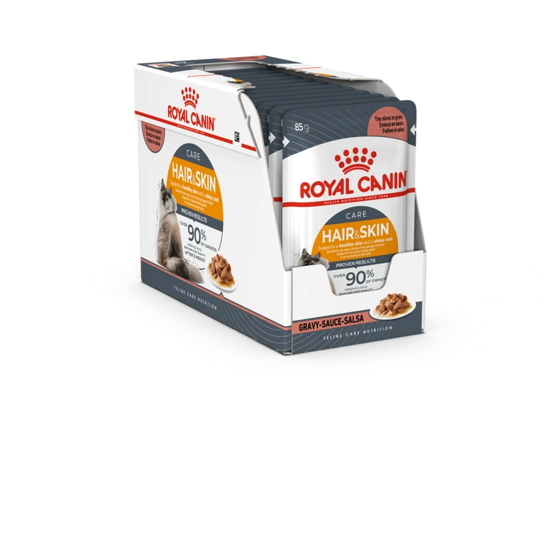 Royal Canin FCN Feline Care Nutrition Hair & Skin Gravy Intense Beauty Wet Cat Food 12x85gm