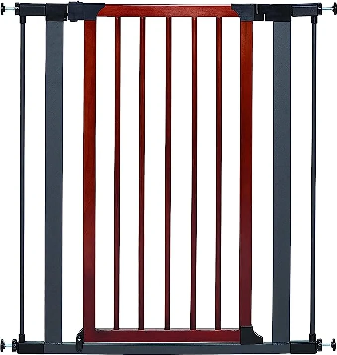 Midwest Tall Steel Wood Graphite Gate Grey / Brown 39inch