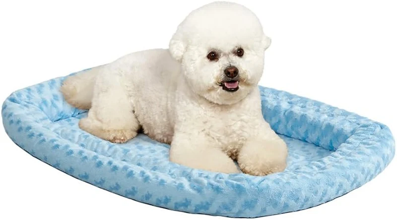 Midwest Quiet Time Fleece Double Bolster Bed Blue 24inch