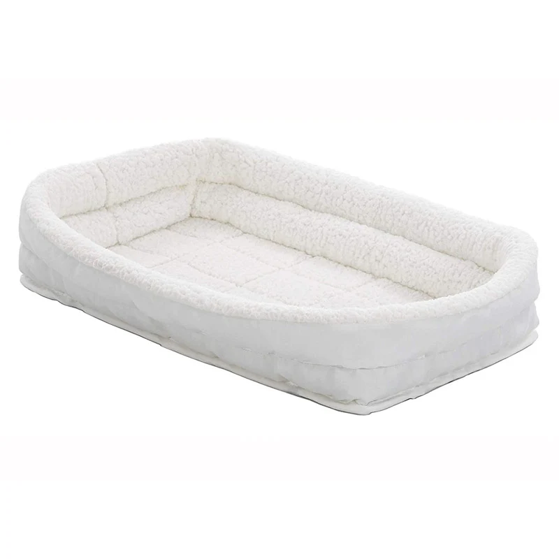 Midwest Quiet Time Deluxe Fleece Double Bolster Bed White 22inch