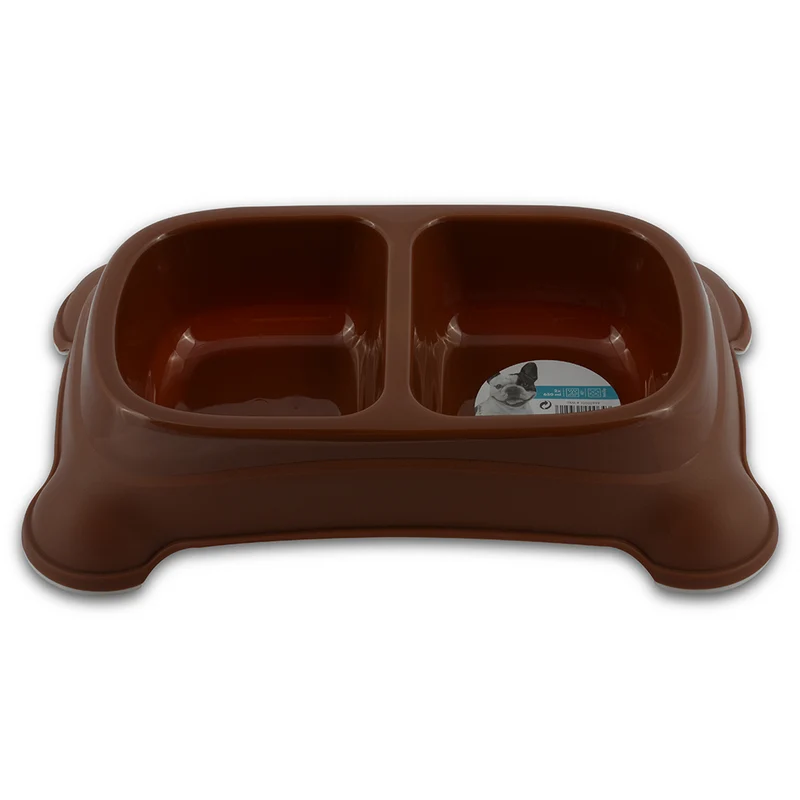 M-PETS Plastic Double Bowl Assorted Colors 2x650ml