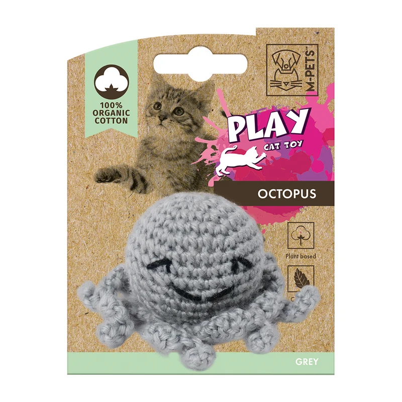 M-PETS Octopus Organic Cotton Cat Toy Grey