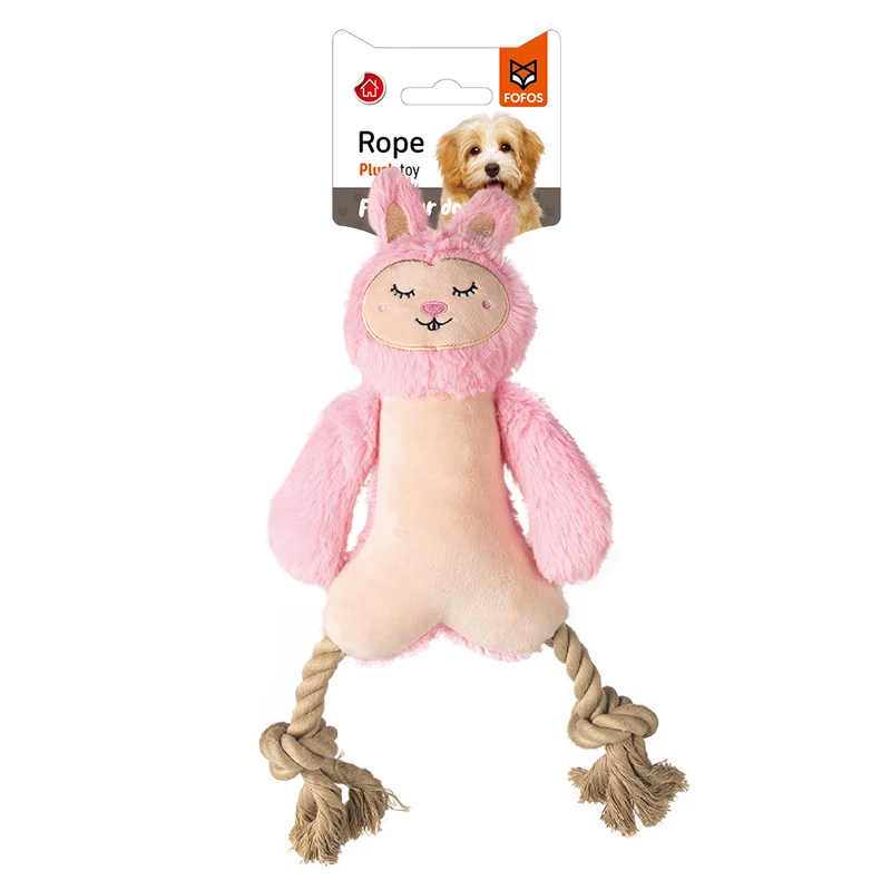 FOFOS Rope Leg Plush Rabbit Dog Toy