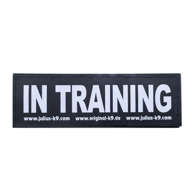 Interchangeable Patches for Dog, 1 pair, IN TRAINING, Size: Large, Black Harness Patch